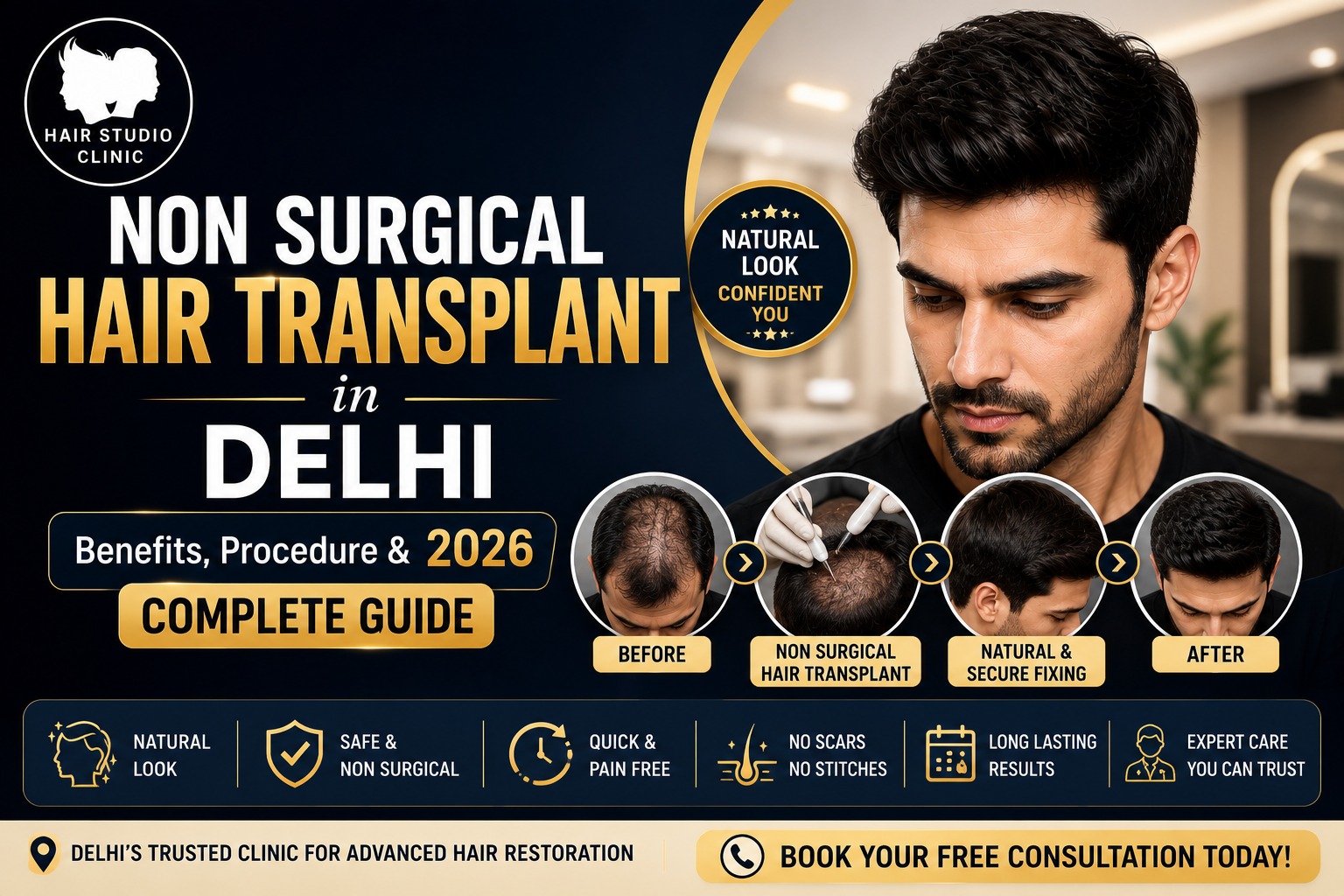 Non Surgical Hair Transplant in Delhi: Benefits, Procedure & 2026 Complete Guide
